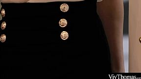 gorgeous blonde wearing sexy lingerie and stockings eats lovers pussy