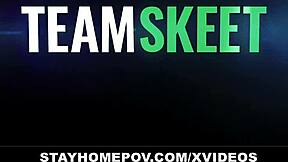 annoyed boyfriend shoves his cock into vanessa vegas' mouth to shut her up, then bends her over barefoot for cowgirl and cum in mouth