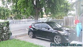 Teen girl gets spunked by stepdad after blowjob and hardcore fucking with small tits