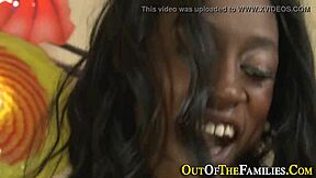 Ebony amateur steps and bangs in high definition