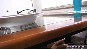 Petite blonde teen 18+ strips and sucks stepbro's banana hard.