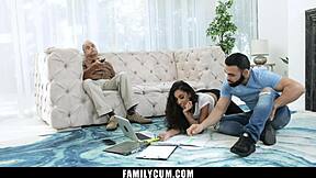 Stepbro Fucks Latina Stepsis During Stepdad's Nap on Familycum