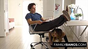 kitty is playing with her stepbrother robby in costumes