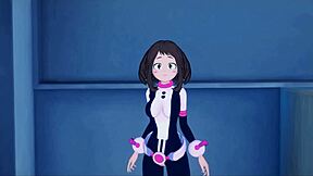 ochaco teases deku’s cock before wild riding in hentai action