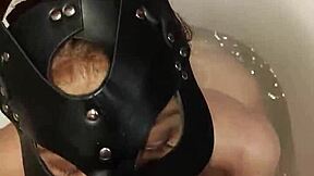 Masked Brunette Gags On Cock In Bathroom Doggystyle Cumshot