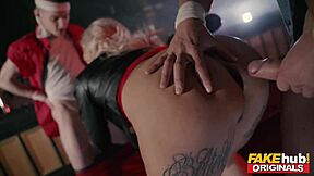 Louise Lee gets double teamed in a hot threesome parody