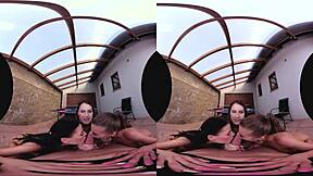 Three amazing petite czech teens get bent over desk for hardcore 4some riding