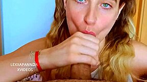 Stepsister with green eyes gives incredible blowjob.