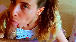 Stepsister with green eyes gives incredible blowjob.