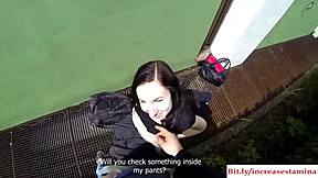 Out-of-Town Blonde Gal Fucked Hard Outside in Doggy Style Action