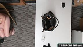 Cute teen shoplifter punished by sucking big cock at TeenRobbers.com