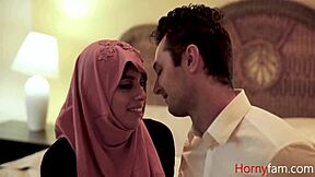 stepdaughter in hijab rides white cock hard - ella knox
