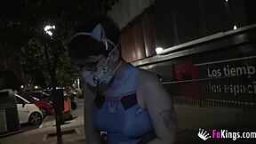 Free blowjobs from busty teen Meraki on public streets! 🔥