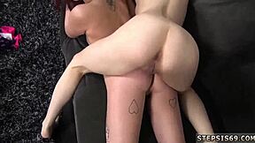 Teen endures intense creampie in hardcore threesome.