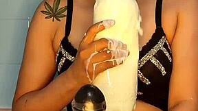 Blue Swaps Cock for Big Dildo - Can She Swallow It All?