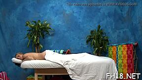 cheerful ending massages turn hardcore with oiled blowjob and teen action.