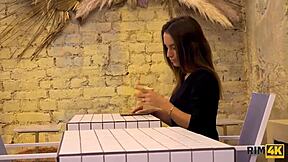 Guy relaxes as gal worships his ass