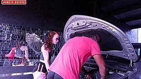 I went to fix my neighbor's car, she flirted, and I ended up drilling her tight ass in this wild interracial romp.