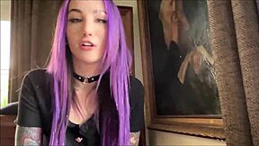 Goth teen squirts on stepbrother's big cock in family therapy?