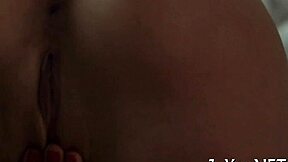 petite teen solo masturbates with dildo, getting wet