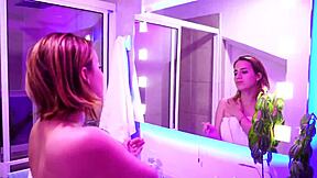 latina teases pussy before shower, want to join?