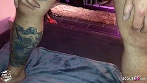 young german teen gives footjob with cum finish 😍