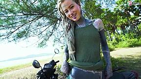 Naughty Goth Teen 18+ Squirts Outdoors