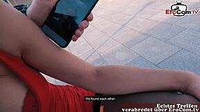 Skinny Brunette Pornstar Fucked By German Man On Street