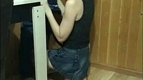 while the guests were walking, i made a great blowjob on the balcony, rough and public with my big cock flashing outdoors