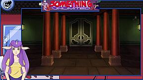 Redhead teen with big ass dancing in anime hentai game