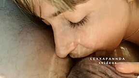 incredible blonde gives blowjob to lucky fat nerd public outdoor amateurs oral