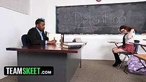 Leana, A-Grade Student, Bangs Monster Cock Teacher in Detention - TeamSkeet