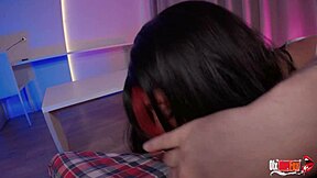 Casual teen hooks up with big cock for quick fun