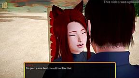 Redhead teen plays game with milf's big tits and ass