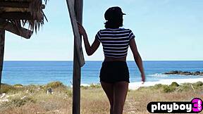 Beautiful Asian milf Angel Constance poses nude for Playboy outdoors