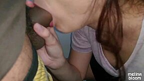 Public POV: Jerking off on building stairs ends with cum in mouth