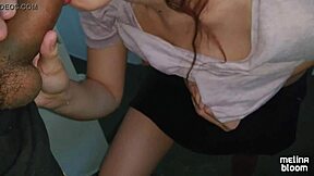 Public POV: Jerking off on building stairs ends with cum in mouth