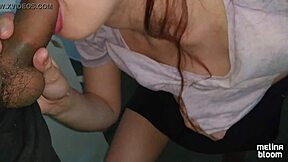 Public POV: Jerking off on building stairs ends with cum in mouth