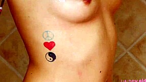 18 yr old blonde enjoys a hot shower