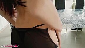 brunette in lingerie getting seduced by neighbor 😘