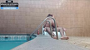 I visited my cousin at the hotel pool for a relaxing time