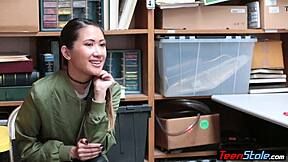 i caught petite asian teen thief, she fucked her way out
