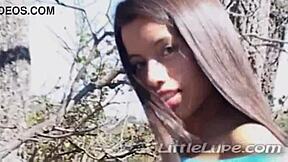 Little Lupe Undresses and Masturbates Outdoors
