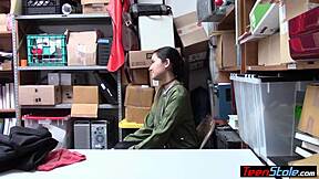 i caught petite asian teen thief, she fucked her way out