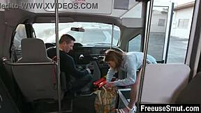Blonde milf and young teen freeuse lost passenger on crowded bus