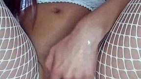 Beautiful teen masturbates alone at home getting wet