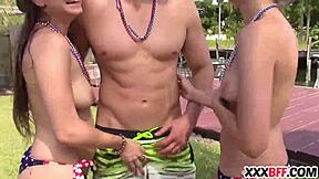 On Independence Day, Teens Engage In Bisexual Group Sex With Friends And Big Cocks