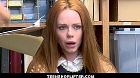 Teenshoplifter.com - Sexy Redhead Teen Shoplifter Ella Hughes Bangs Officer for Freedom.