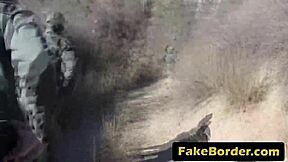 Fake mexican border patrol lures beautiful brunette into seductive encounter