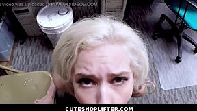 wow, caught hot blonde kiara cole shoplifting and banging security guard
